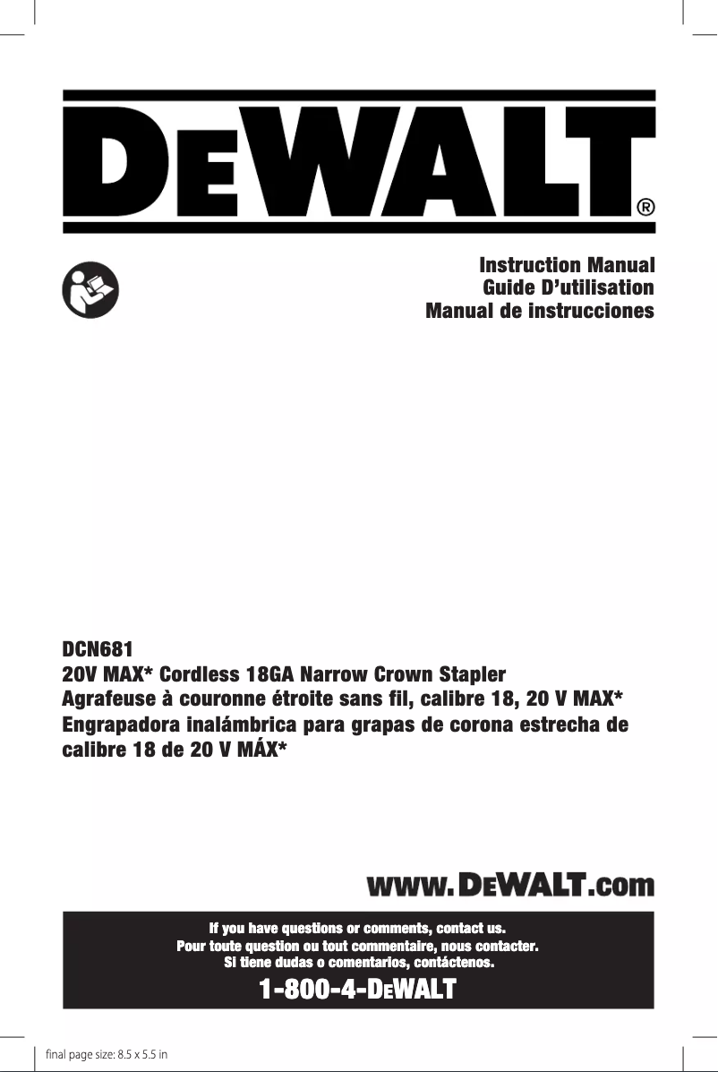 Page 1 of the manual User Manual DeWalt DCN681