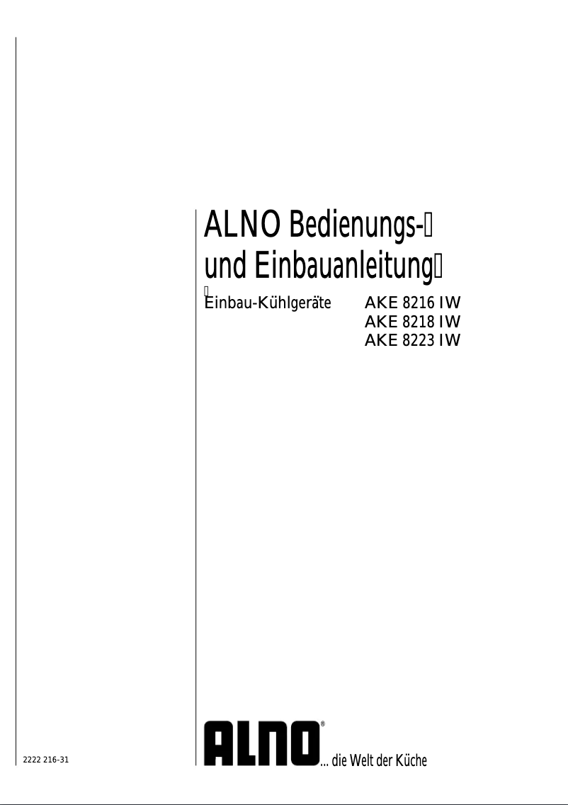 Page 1 de la notice Manuel utilisateur Alno AKE 8218 IW