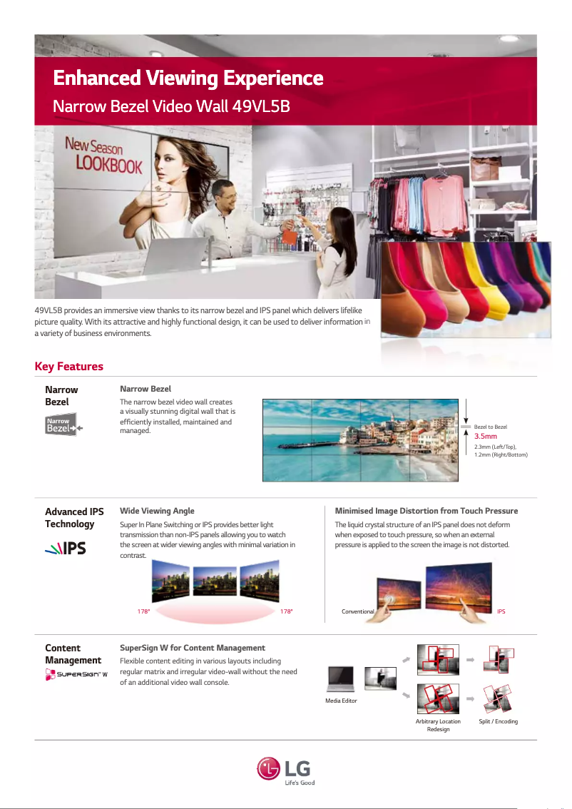 Page 1 de la notice Fiche technique LG 49VL5B