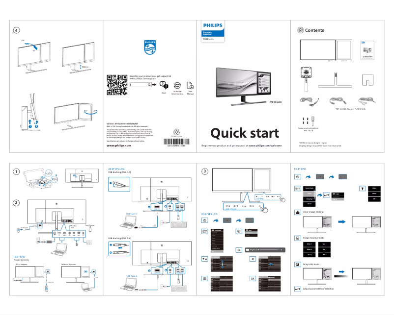 Page 1 de la notice Guide de démarrage rapide Philips 24B1D5600