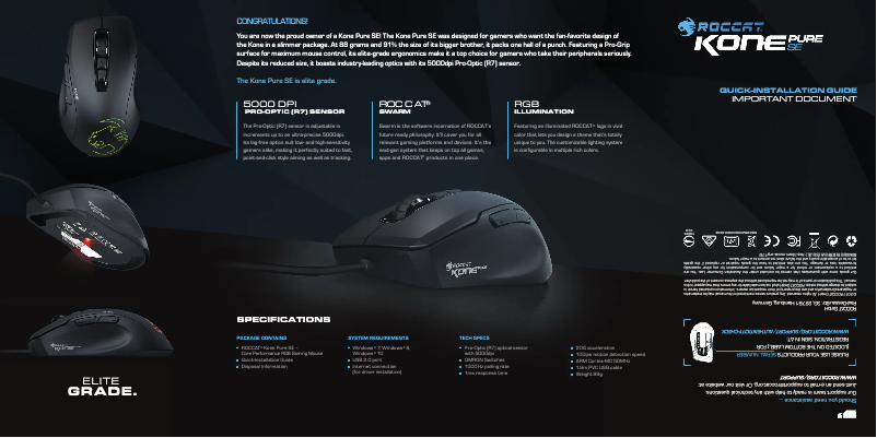 Page 1 de la notice Manuel utilisateur Roccat Kone Pure SE