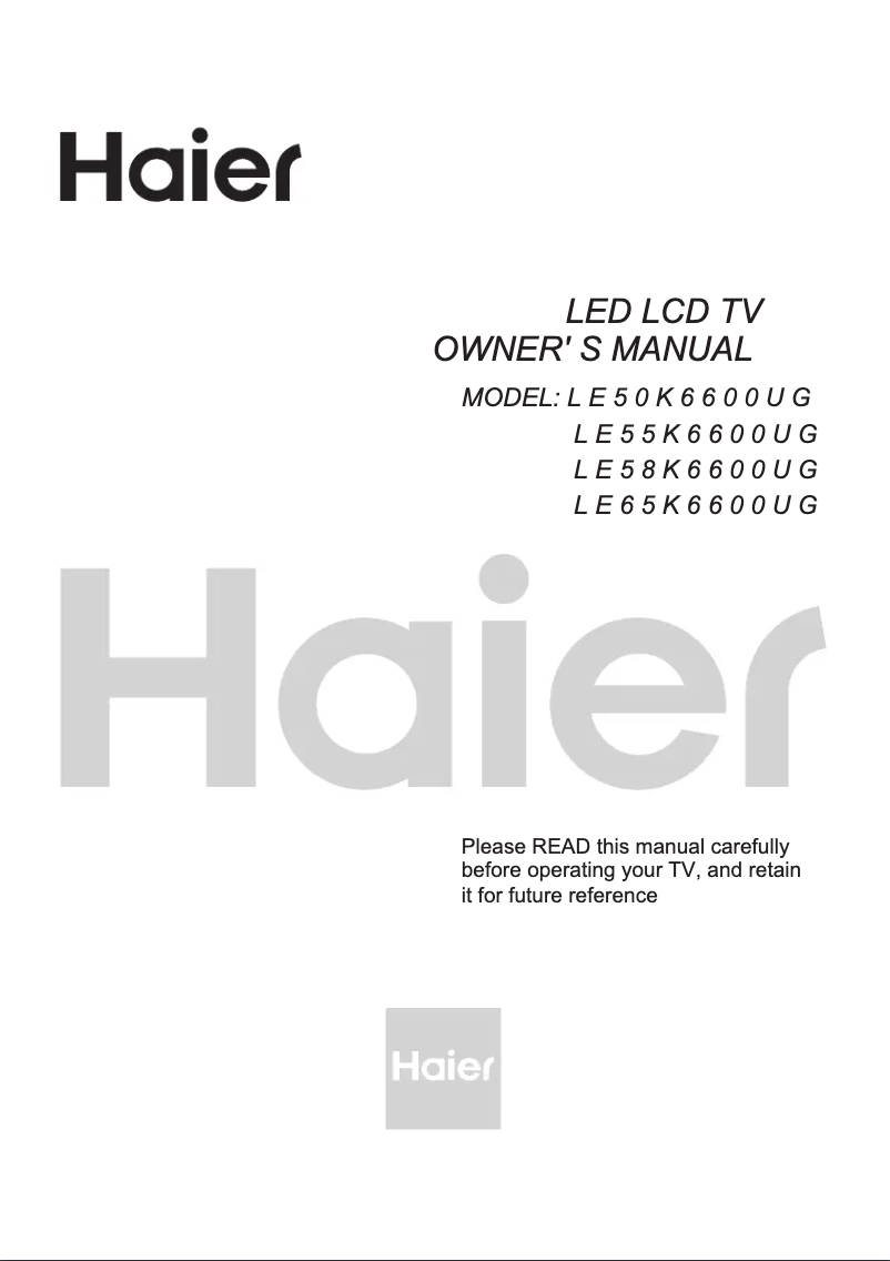 Page 1 de la notice Manuel utilisateur Haier LE58K6600UG