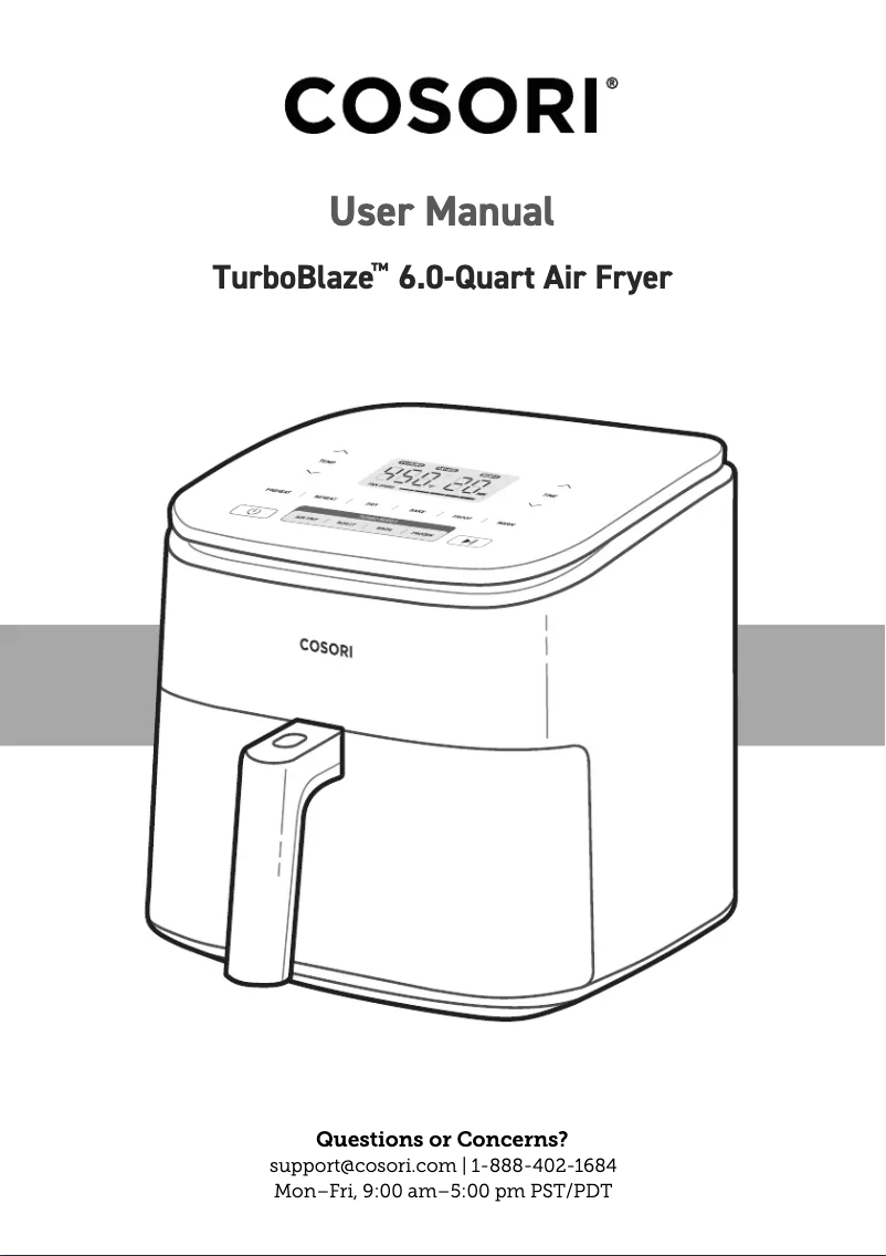 Page 1 of the manual User Manual Cosori Turbo Blaze CAF-DC602-K