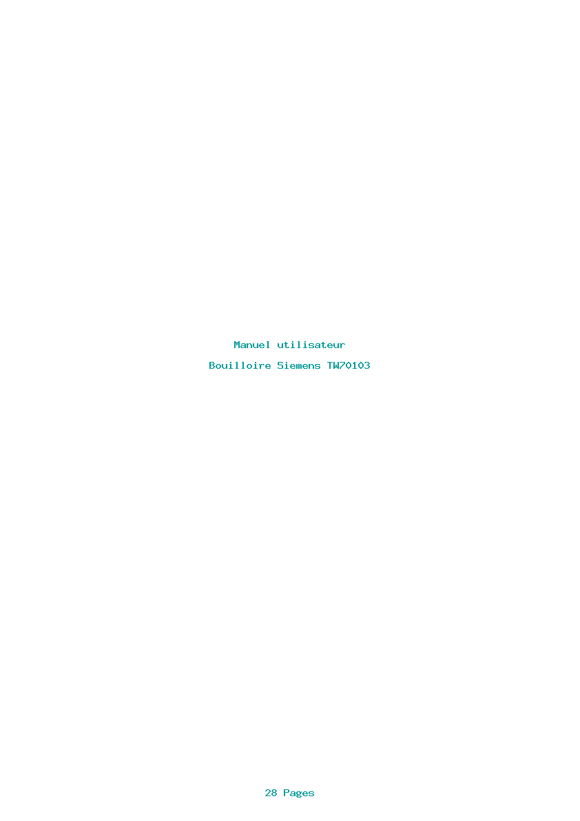 Page 1 de la notice Manuel utilisateur Siemens TW70103