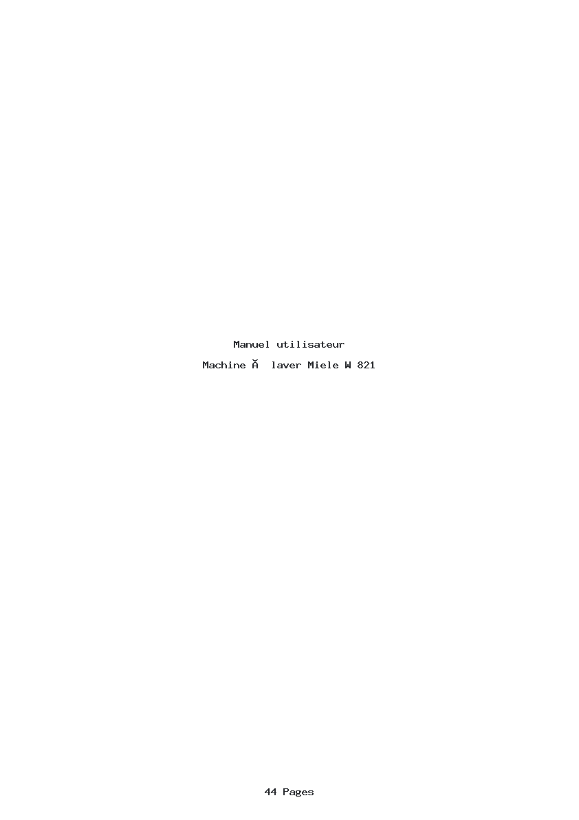 Page 1 de la notice Manuel utilisateur Miele W 821