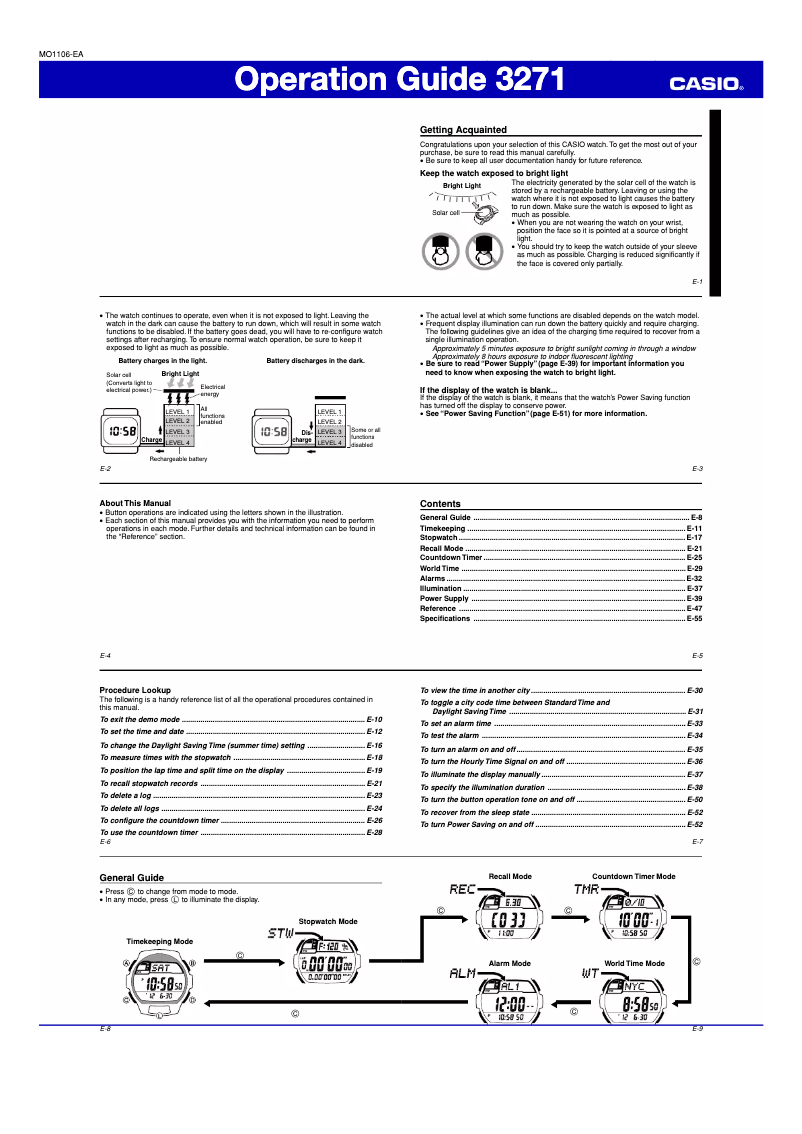 Page 1 de la notice Manuel utilisateur Casio Tough Solar WS220-1AV
