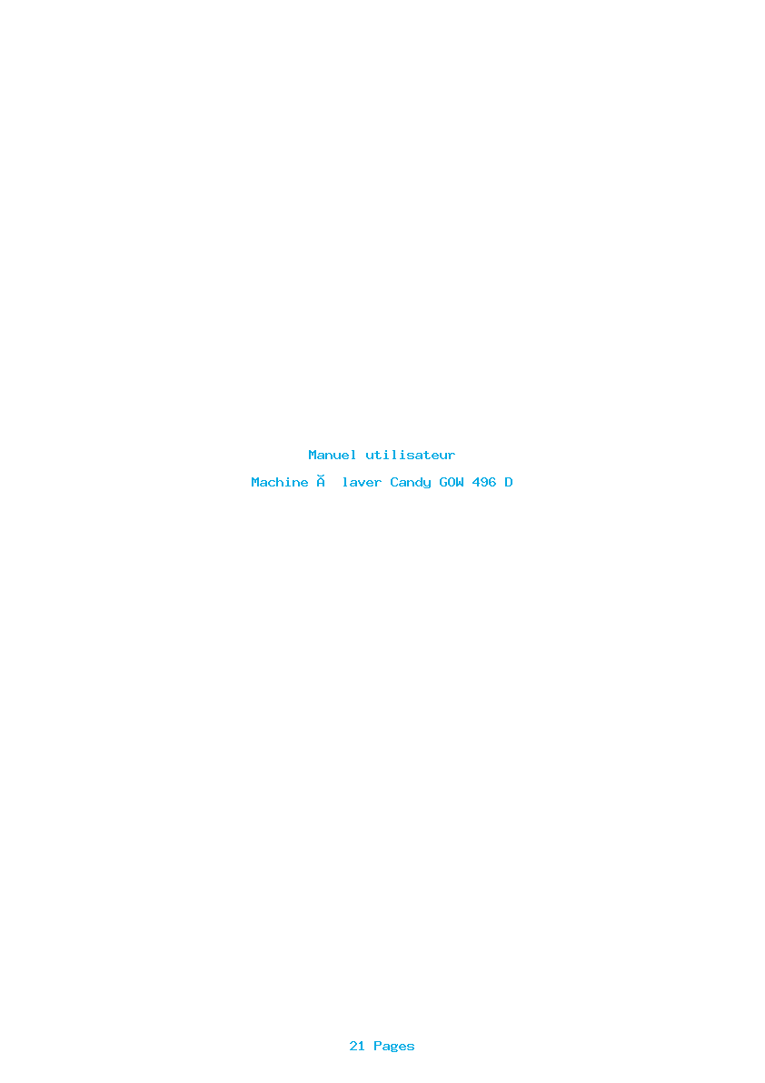 Page 1 de la notice Manuel utilisateur Candy GOW 496 D