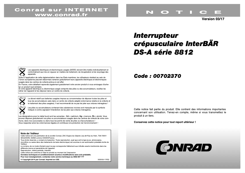Page 1 de la notice Manuel utilisateur interBar 8812