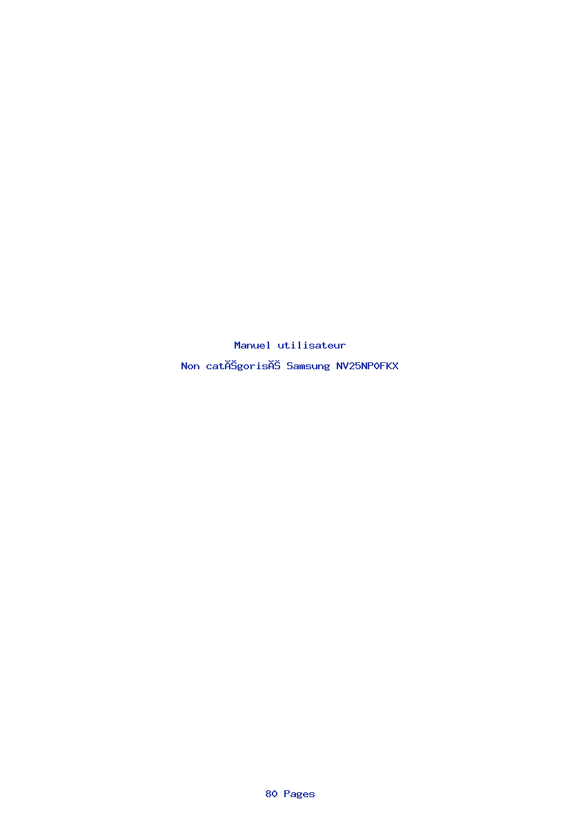 Page 1 de la notice Manuel utilisateur Samsung NV25NP0FKX