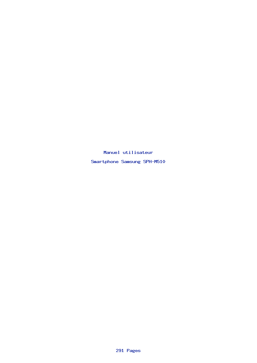Page 1 de la notice Manuel utilisateur Samsung SPH-M510