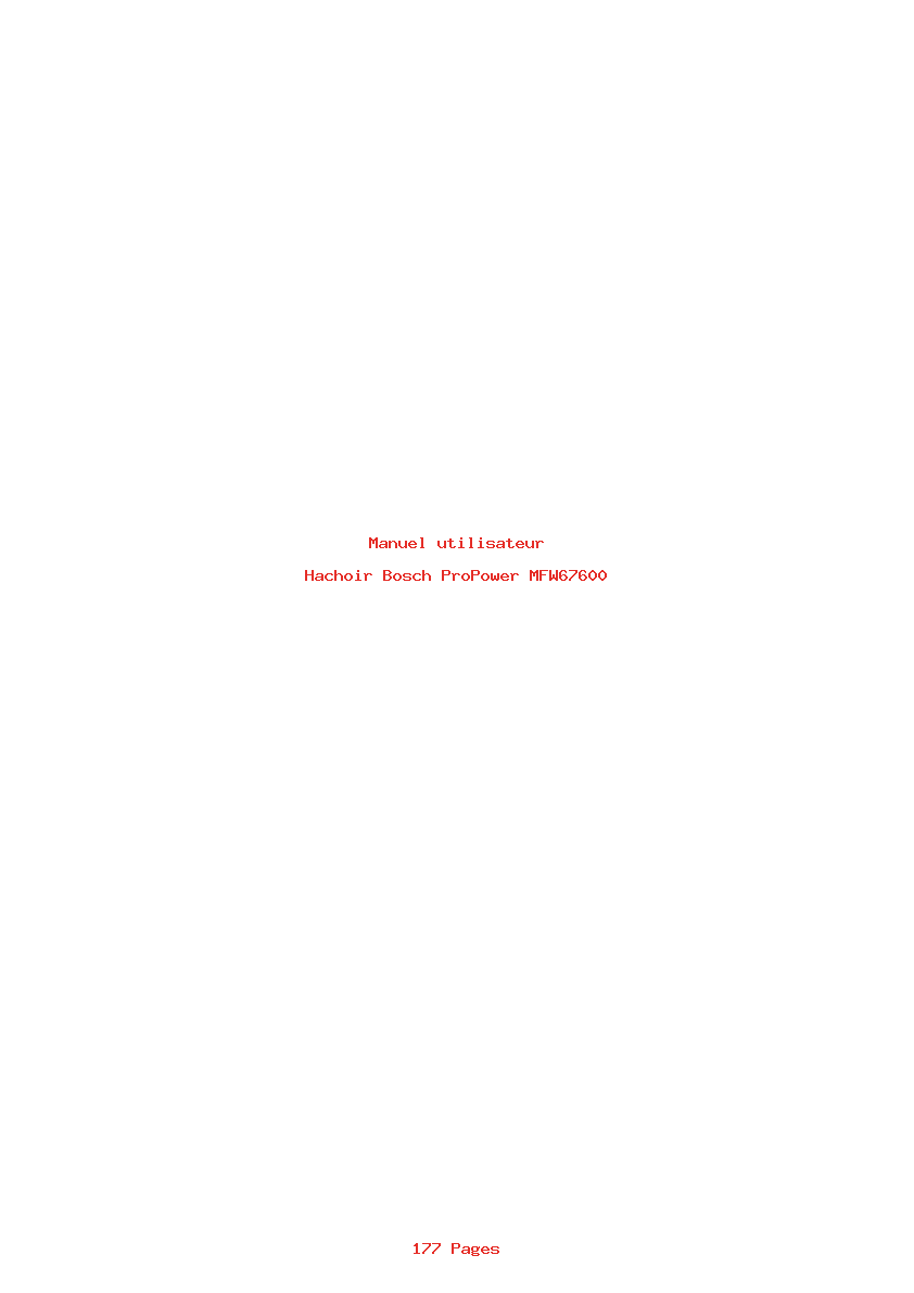 Page 1 de la notice Manuel utilisateur Bosch ProPower MFW67600