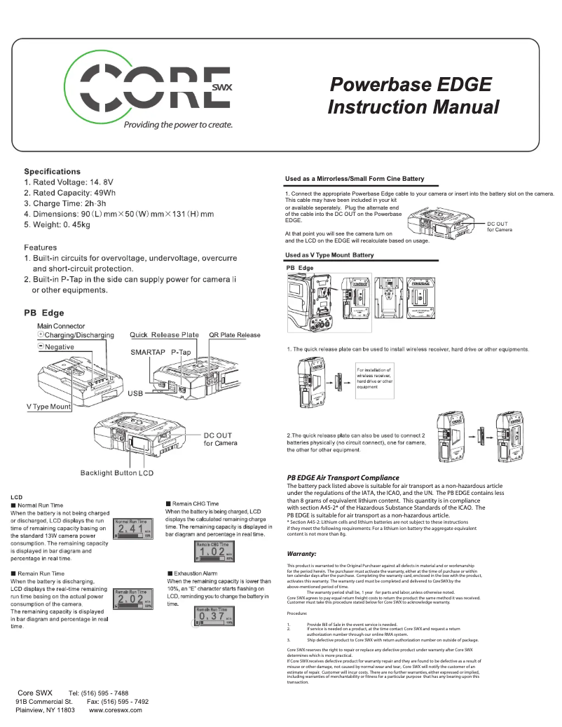 Page 1 of the manual User Manual Core SWX Powerbase EDGE