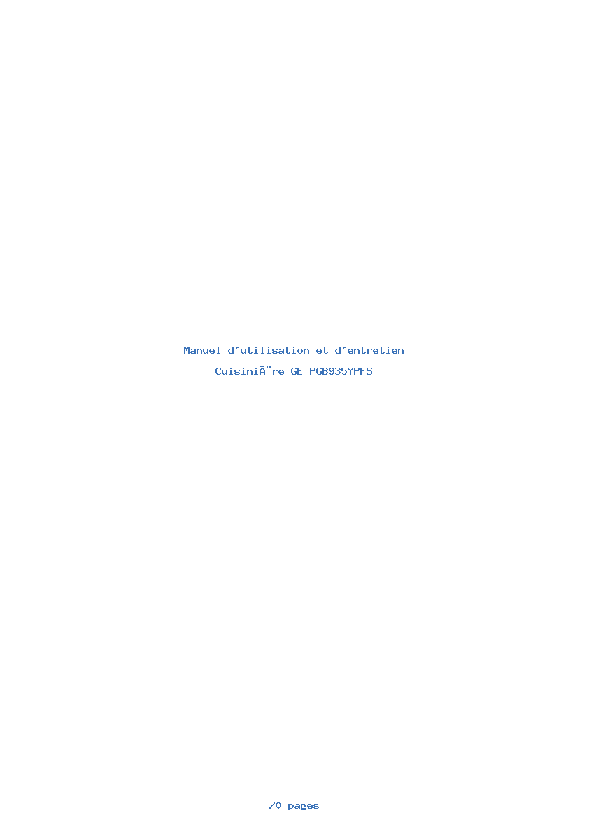 Page 1 de la notice Manuel d'utilisation et d'entretien GE PGB935YPFS