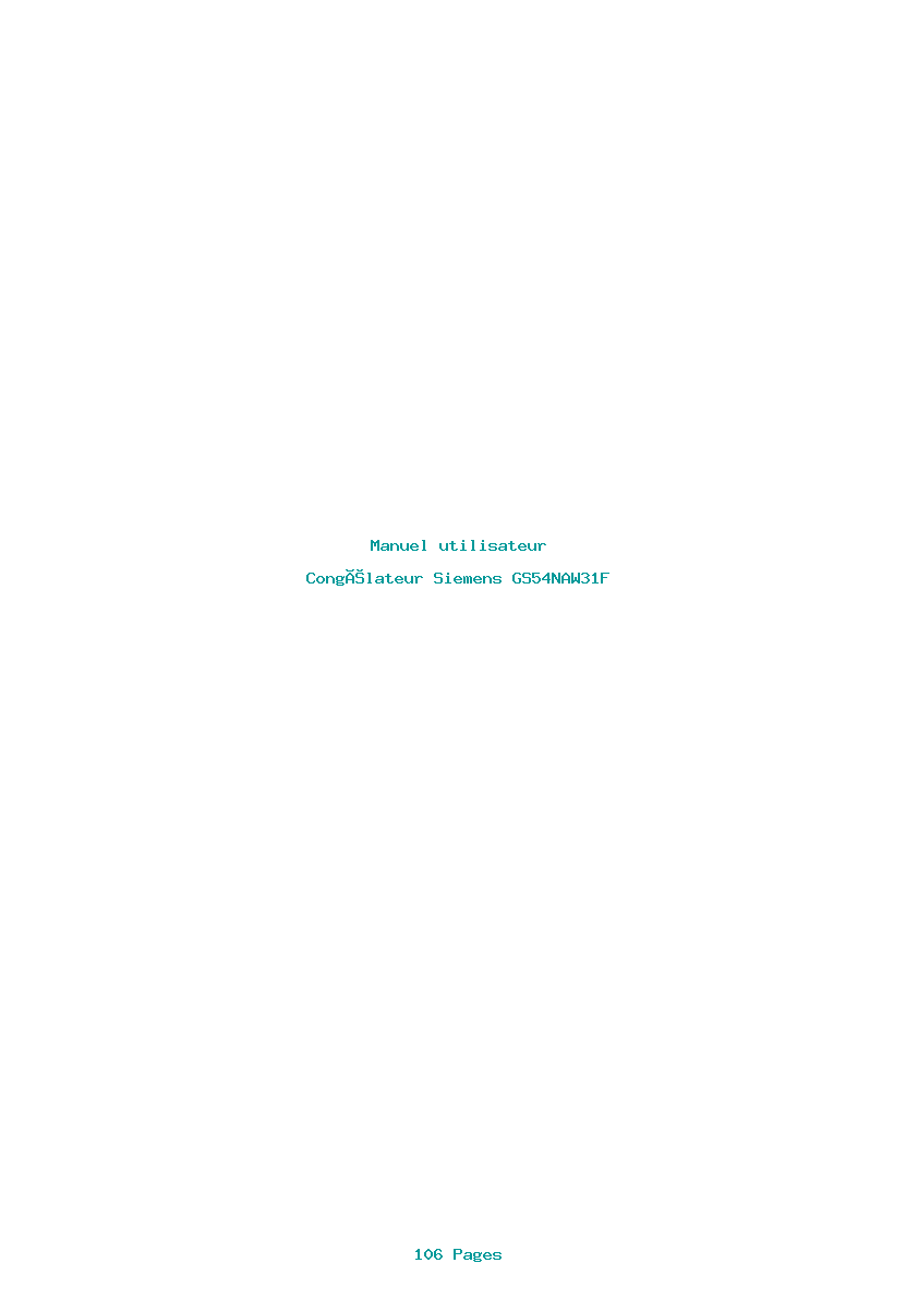 Page 1 de la notice Manuel utilisateur Siemens GS54NAW31F