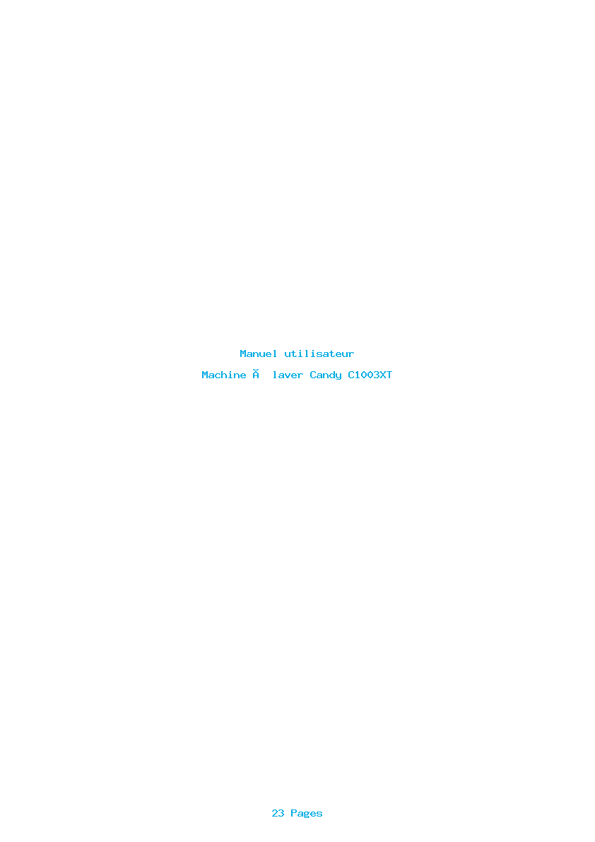 Page 1 de la notice Manuel utilisateur Candy C1003XT