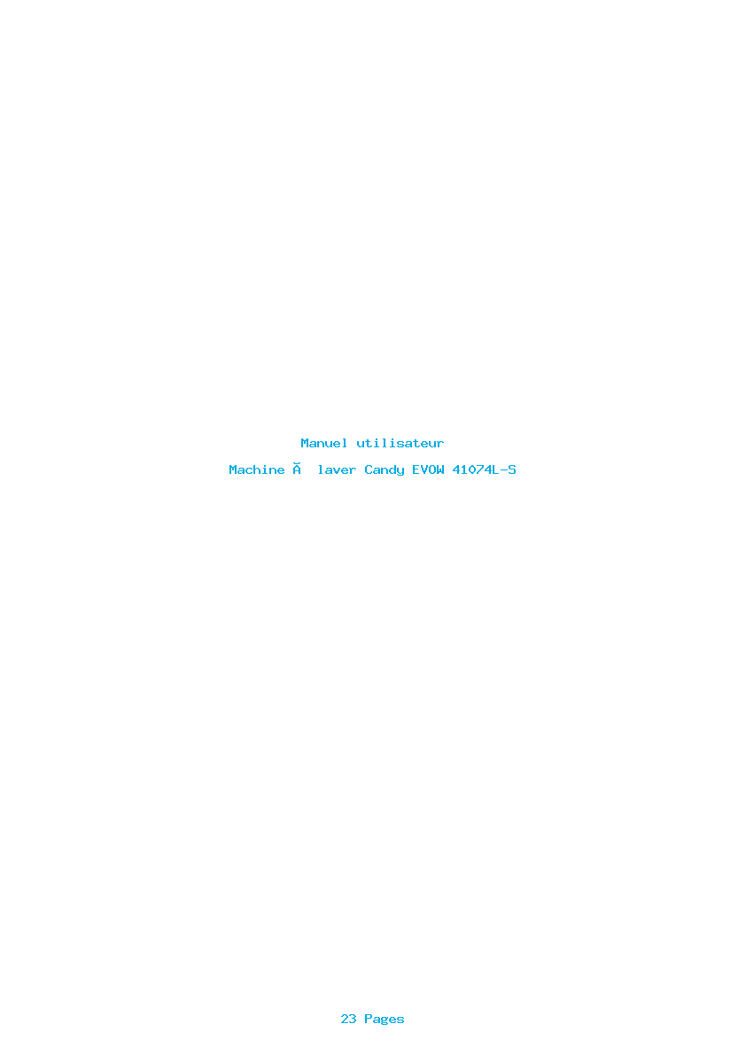 Page 1 de la notice Manuel utilisateur Candy EVOW 41074L-S