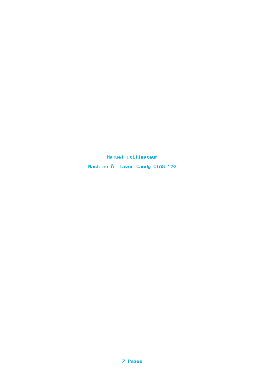 Page 1 de la notice Manuel utilisateur Candy CTAS 120