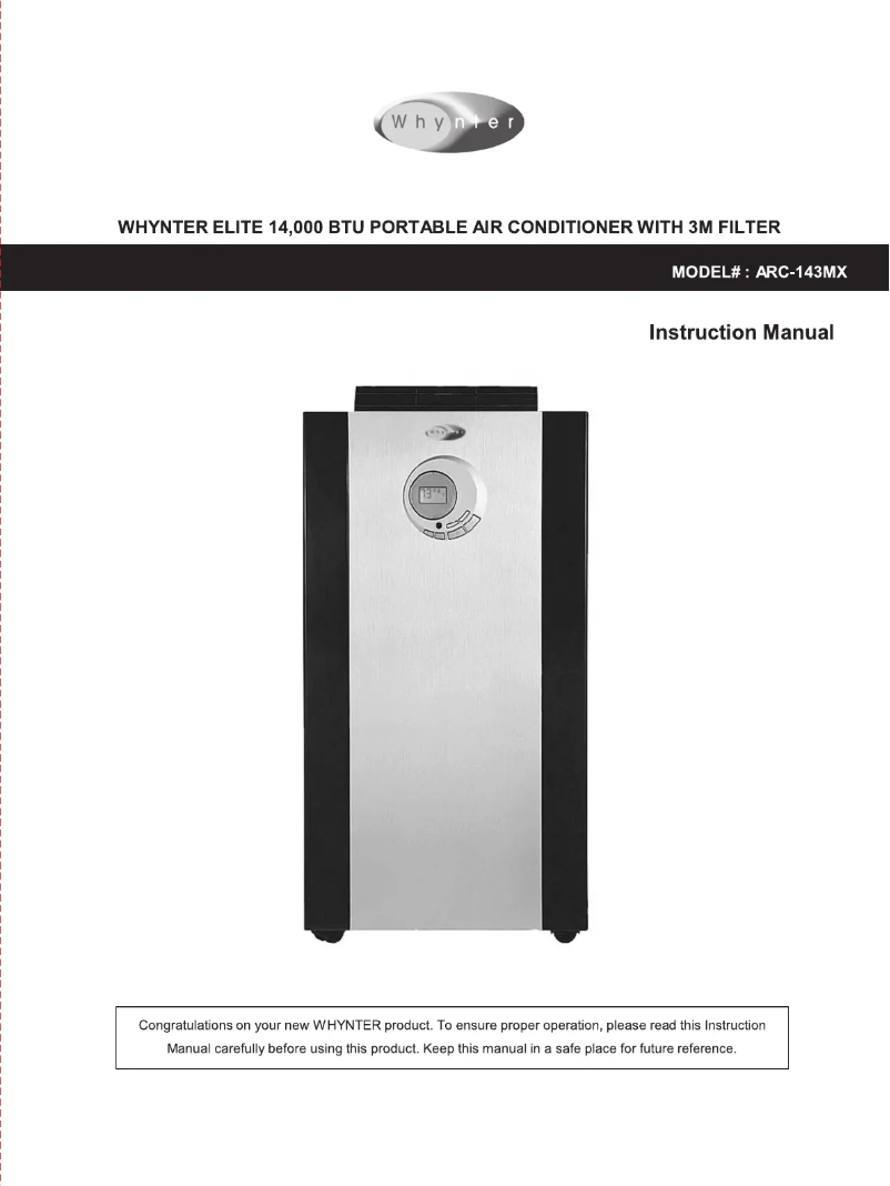 Page 1 de la notice Manuel utilisateur Whynter ARC-143MX