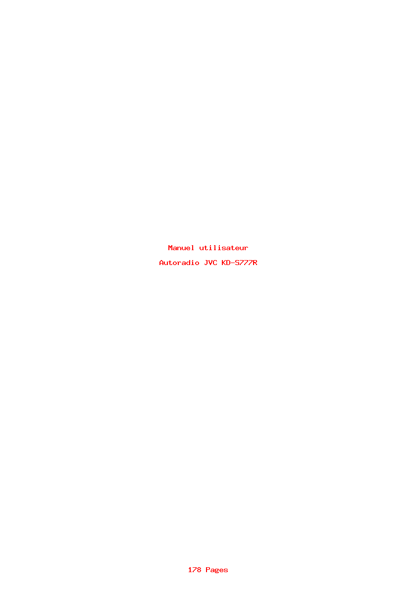 Page 1 de la notice Manuel utilisateur JVC KD-S777R