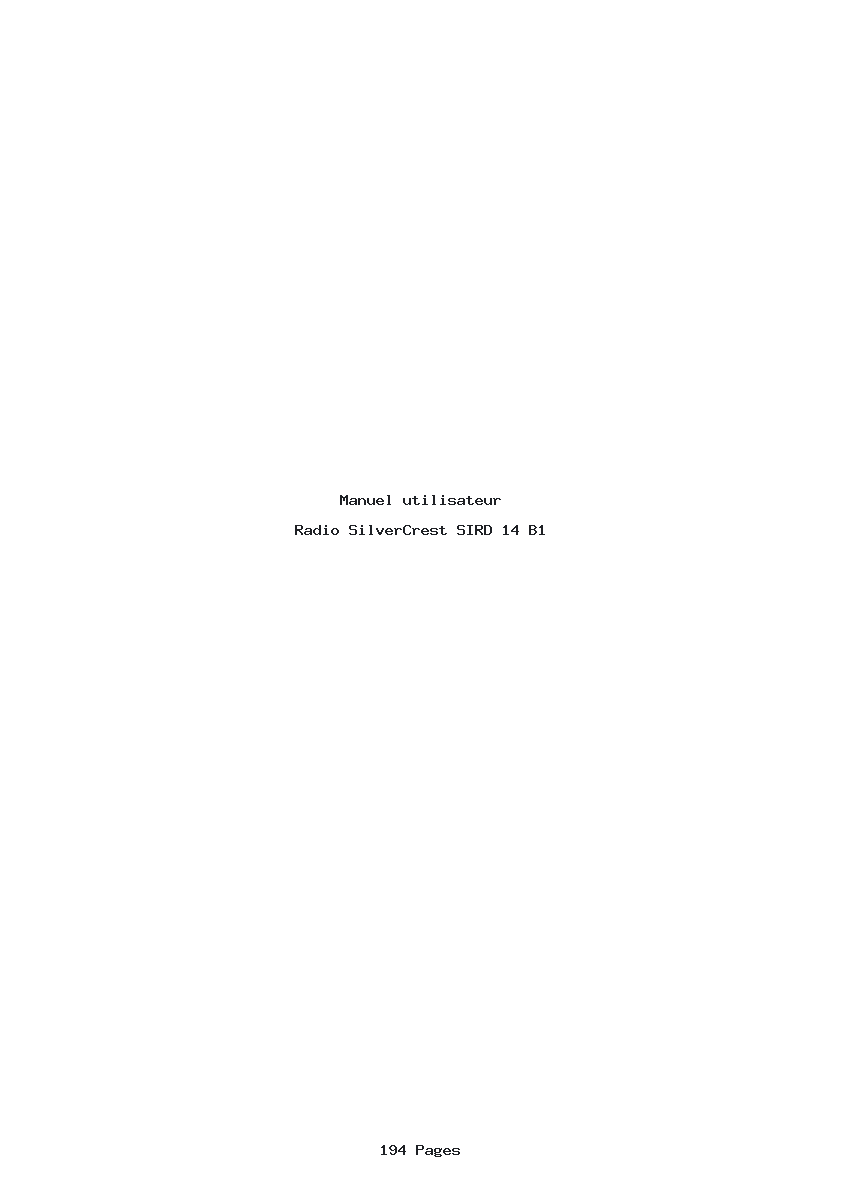Page 1 de la notice Manuel utilisateur SilverCrest SIRD 14 B1
