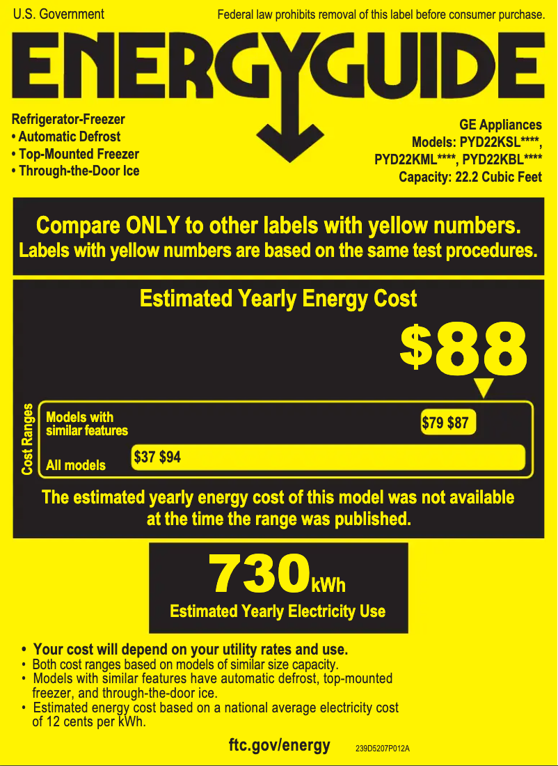Página 1 del manual Etiqueta energética GE Profile PYD22KBLTS