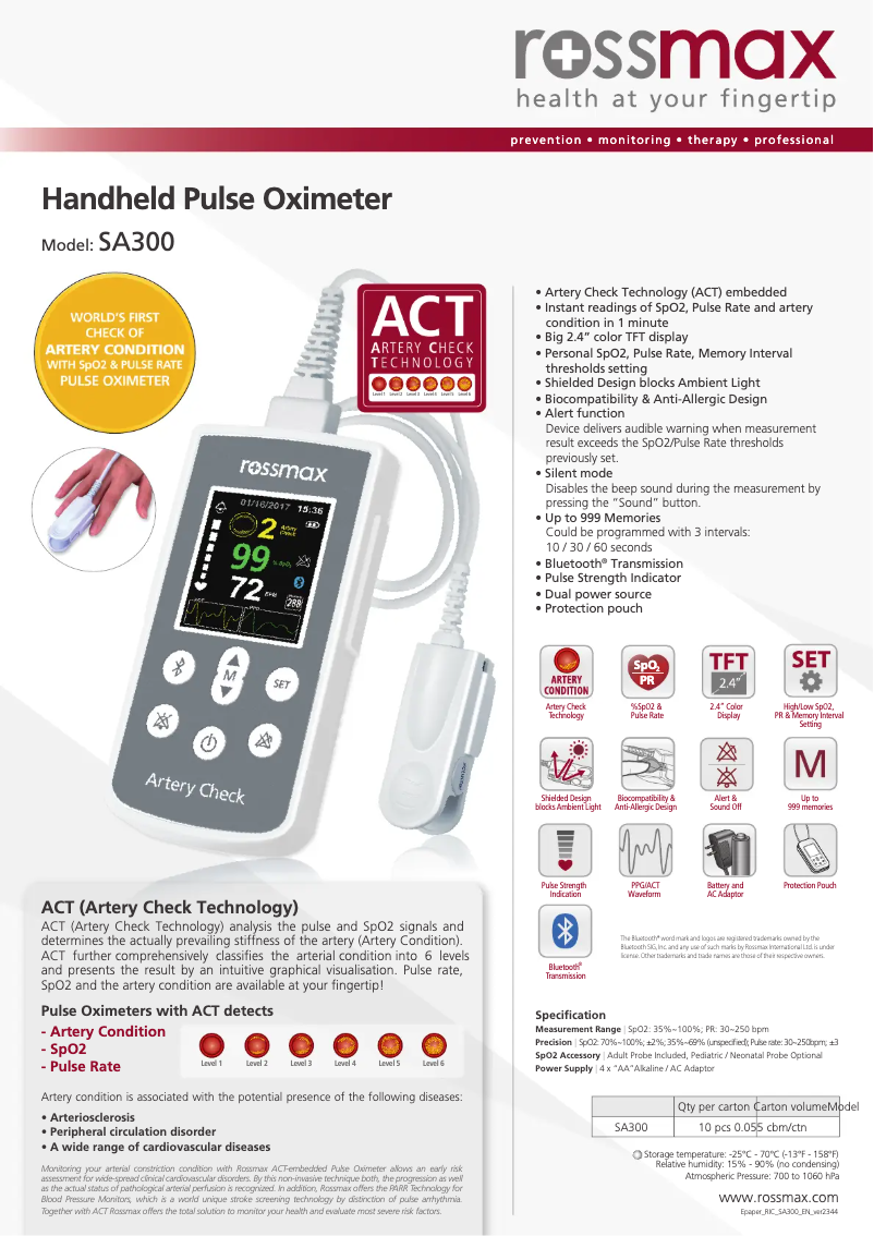 Page 1 de la notice Brochure Rossmax SA300