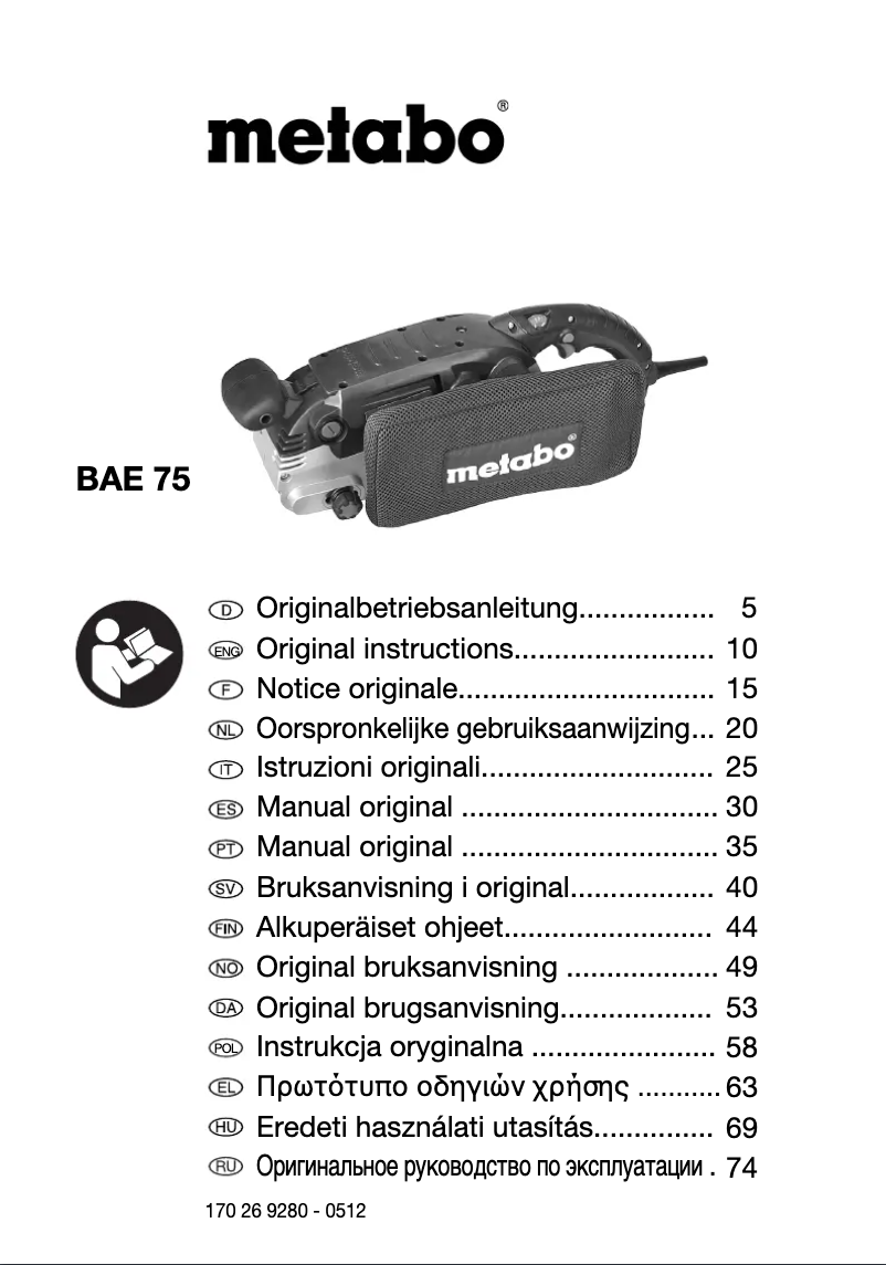 Page 1 of the manual User Manual Metabo BAE 75