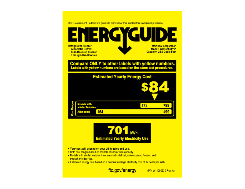 Page 1 of the manual Energy Label Whirlpool WRS555SIHZ