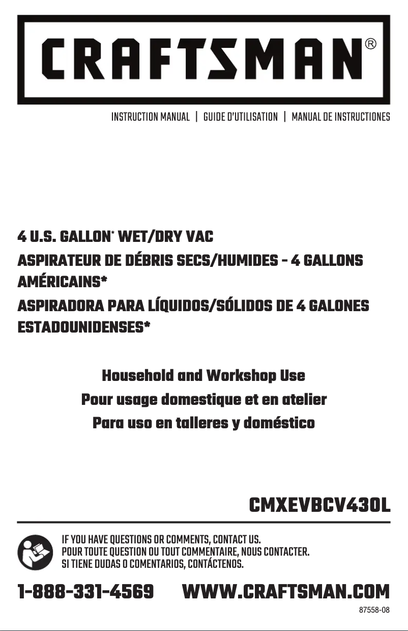 Página 1 del manual Manual de usuario Craftsman CMXEVBCV430L