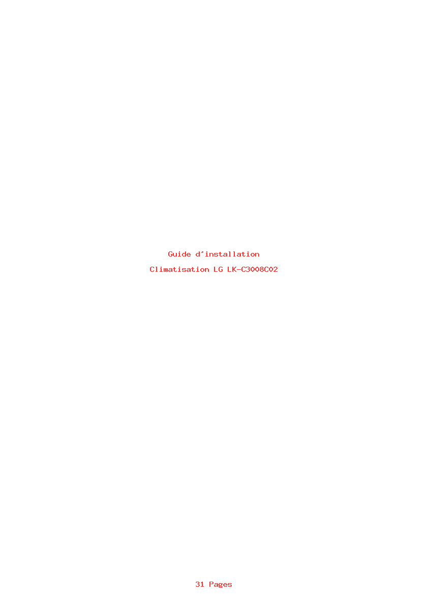 Page 1 de la notice Guide d'installation LG LK-C3008C02