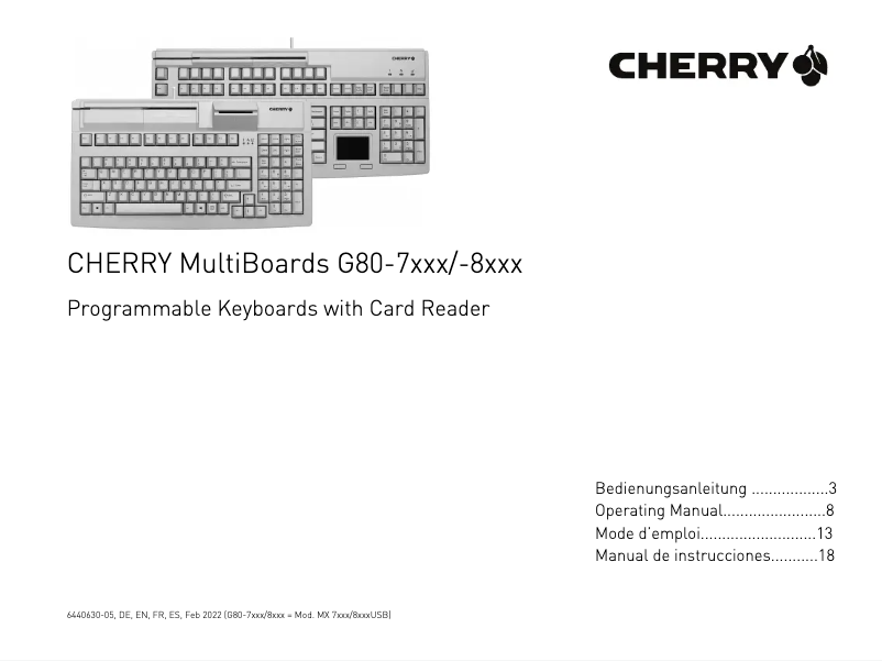 Page 1 de la notice Manuel utilisateur Cherry MultiBoard MX V2 G80-7044