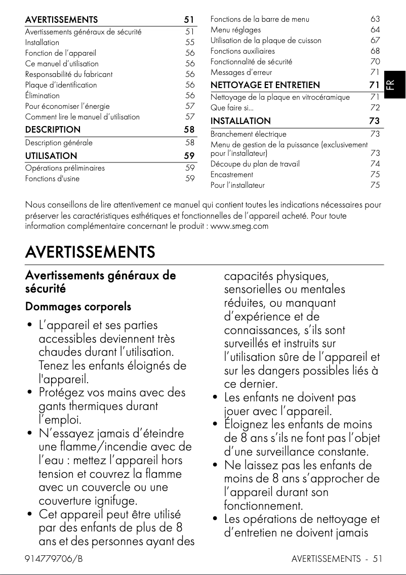 Página 1 del manual Manual de usuario Smeg SIA1963DG