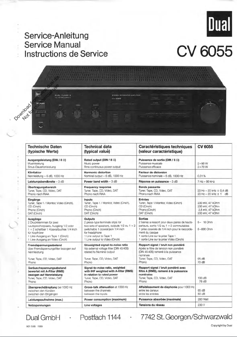 Page 1 of the manual User Manual Dual CV 6055