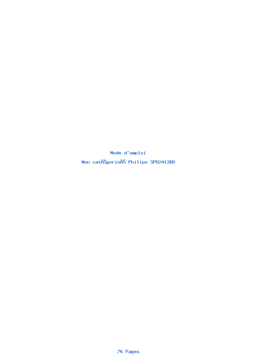 Page 1 de la notice Mode d'emploi Philips SPD2412BD