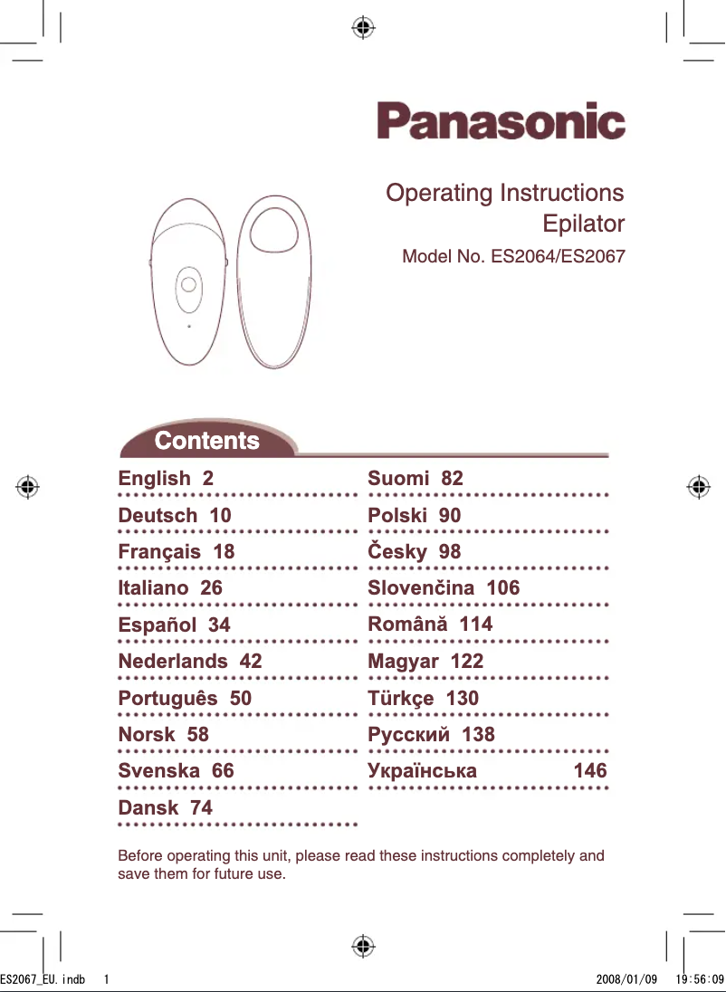 Página 1 del manual Manual de usuario Panasonic ES2067