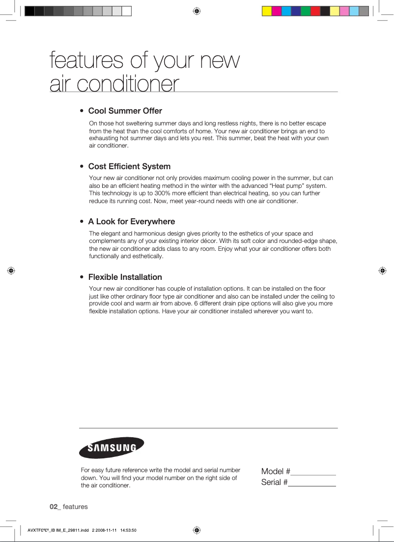 Page 1 de la notice Manuel utilisateur Samsung AVXTFH071EE