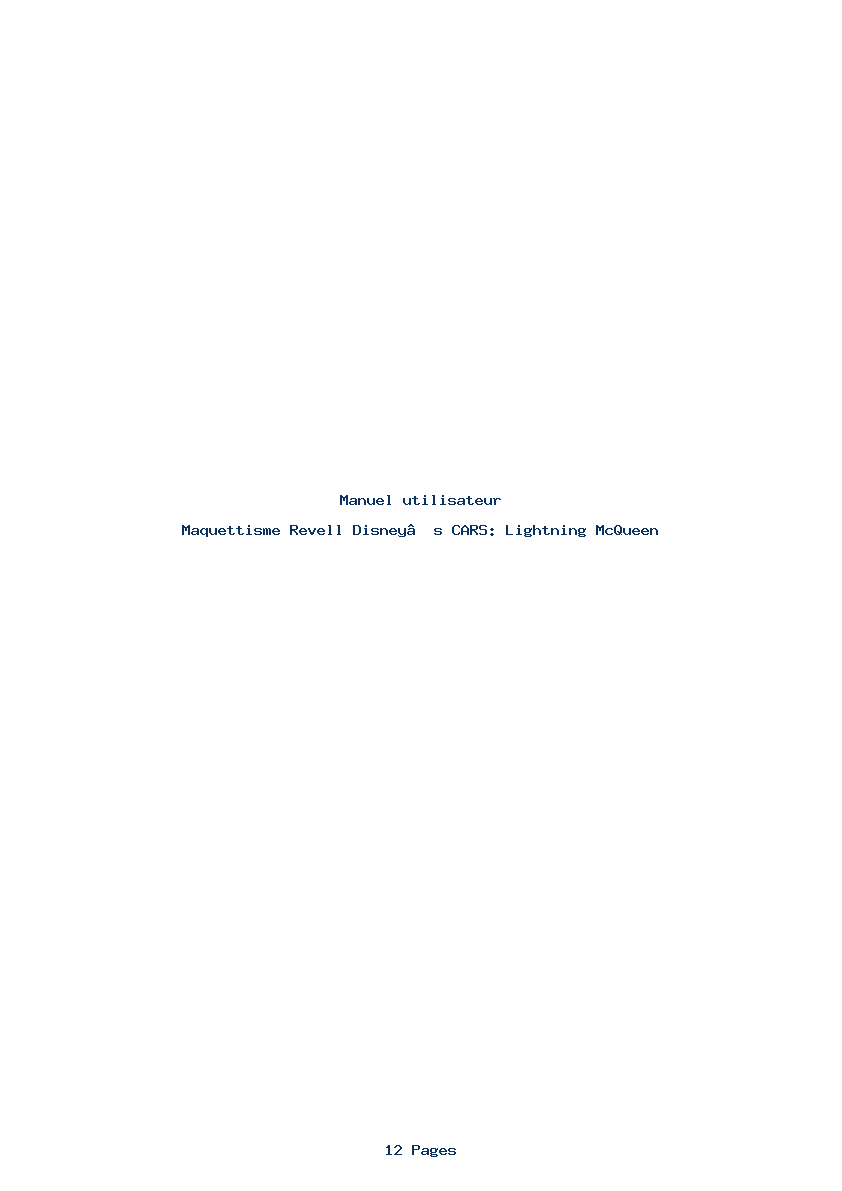 Page 1 de la notice Manuel utilisateur Revell Disney’s CARS: Lightning McQueen