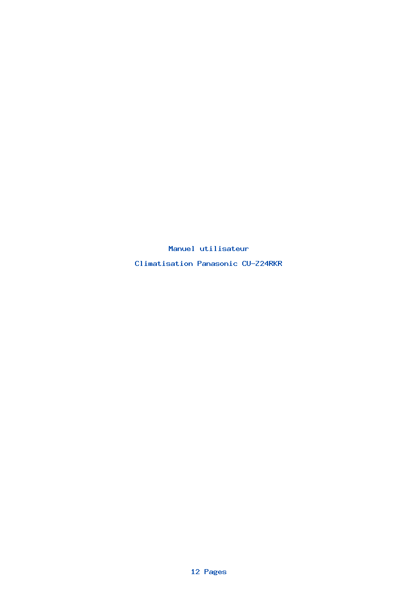 Page 1 de la notice Manuel utilisateur Panasonic CU-Z24RKR
