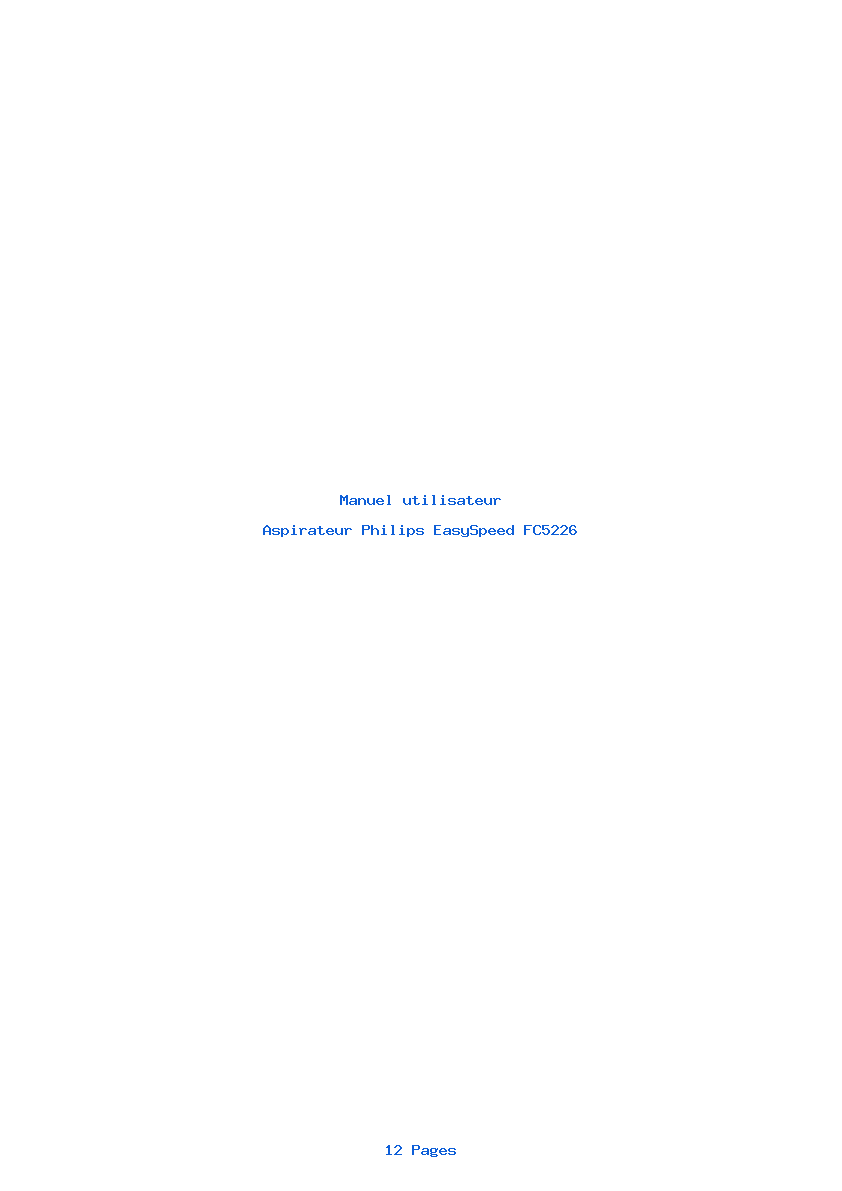 Page 1 de la notice Manuel utilisateur Philips EasySpeed FC5226