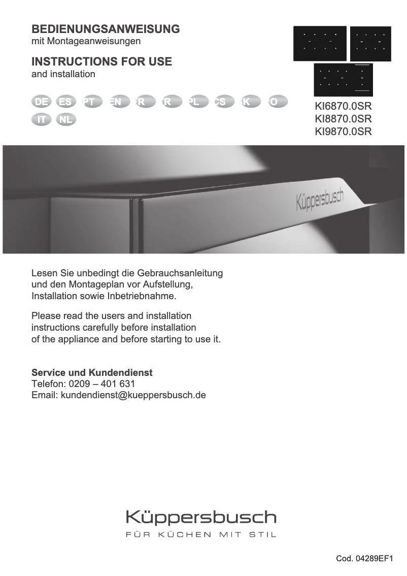 Página 1 del manual Manual de usuario Küppersbusch KI9870.0SR