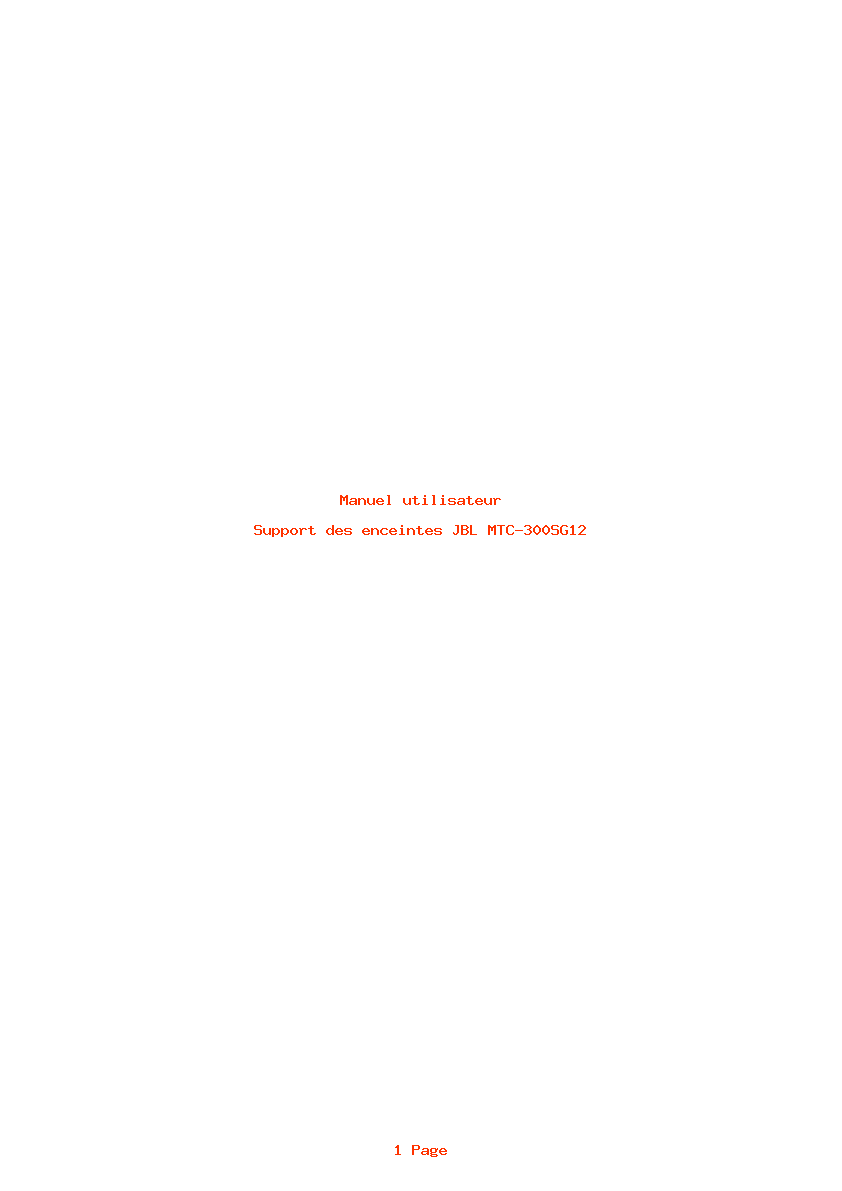 Page 1 de la notice Manuel utilisateur JBL MTC-300SG12
