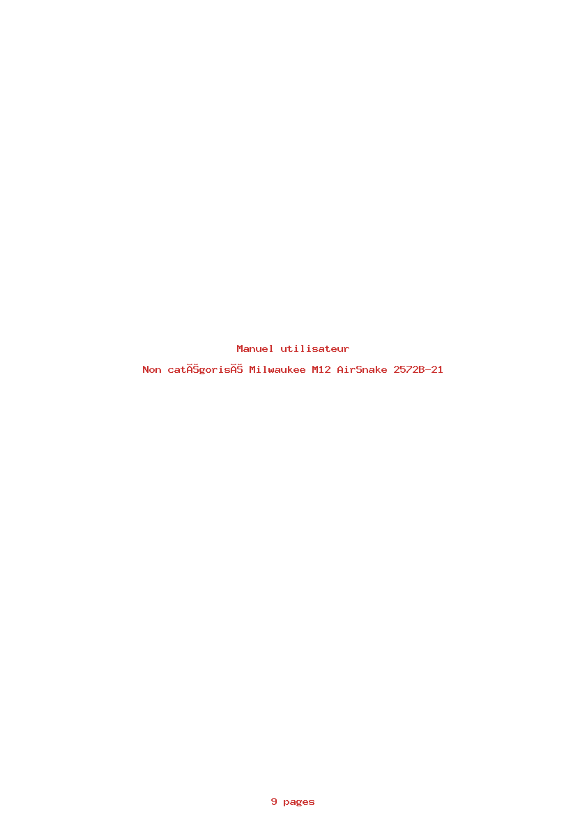 Page 1 de la notice Manuel utilisateur Milwaukee M12 AirSnake 2572B-21