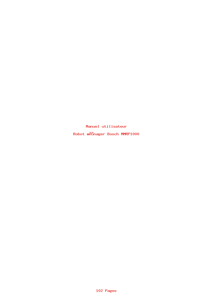 Page 1 de la notice Manuel utilisateur Bosch MMRP1000