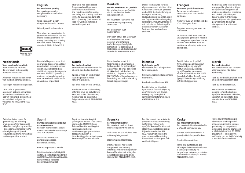 Page 1 de la notice Manuel utilisateur Ikea MITTZON 005.155.94