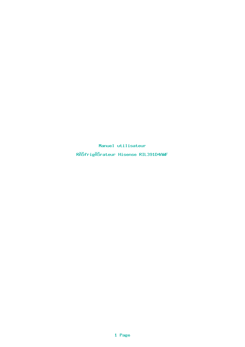 Page 1 de la notice Manuel utilisateur Hisense RIL391D4AWF