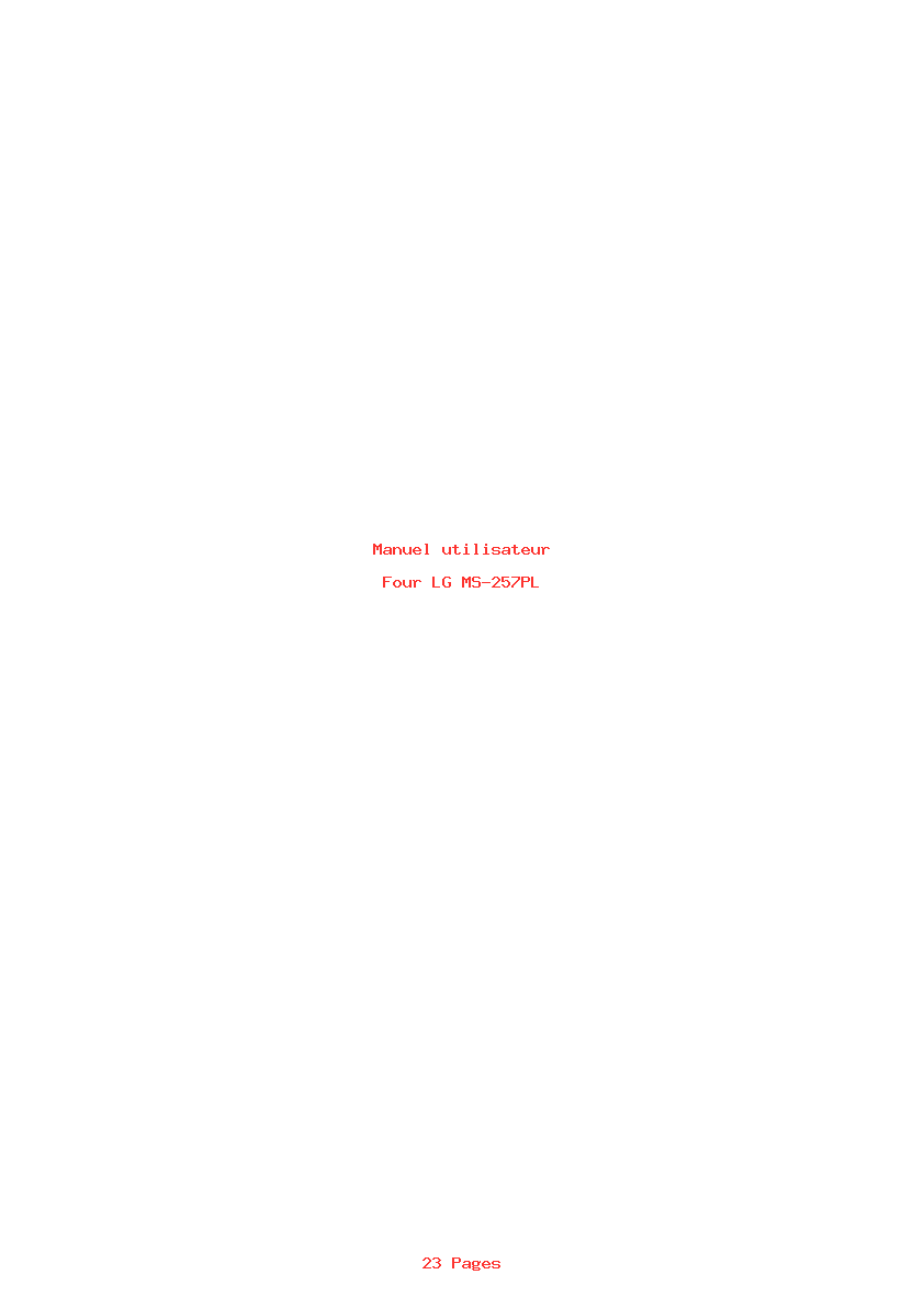 Page 1 de la notice Manuel utilisateur LG MS-257PL