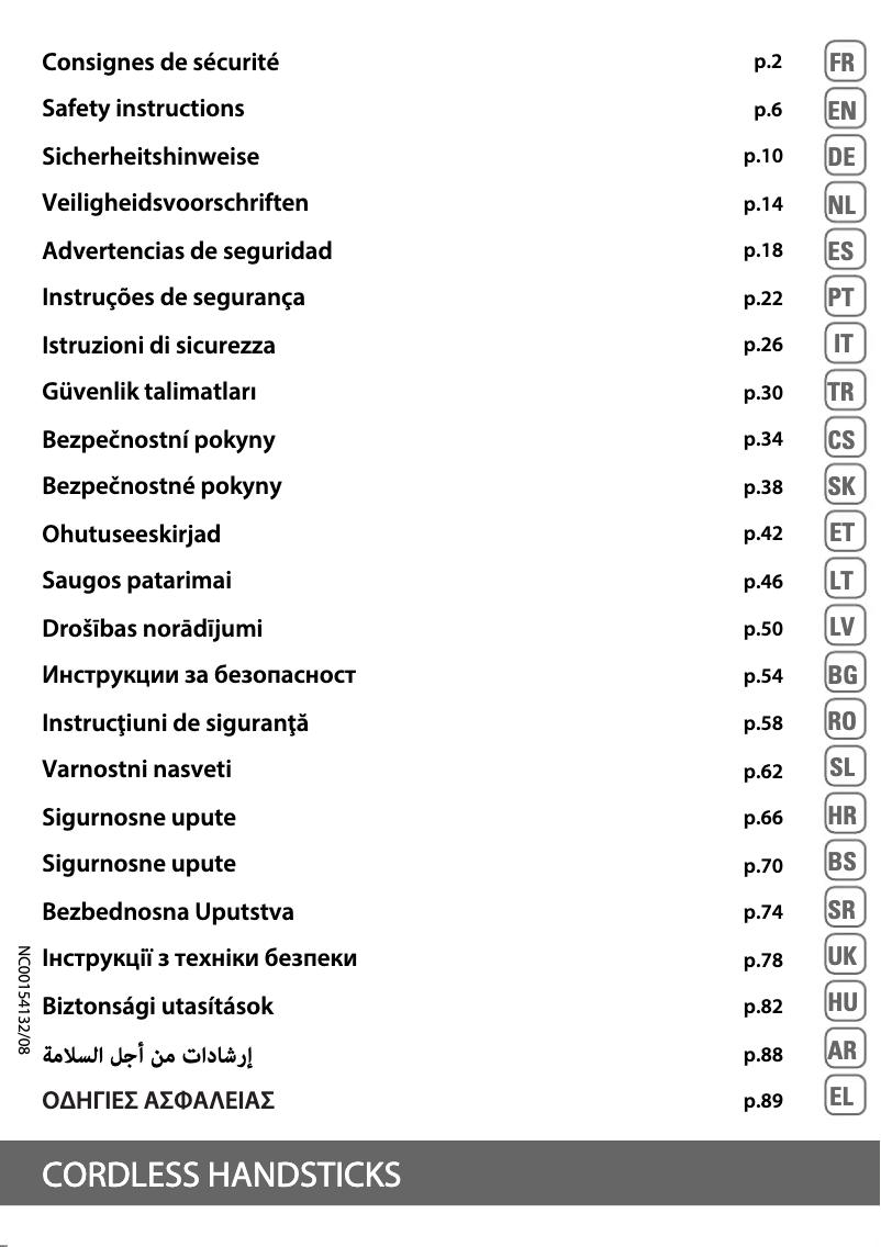 Page 1 de la notice Instructions de sécurité Calor X-Touch AC9736