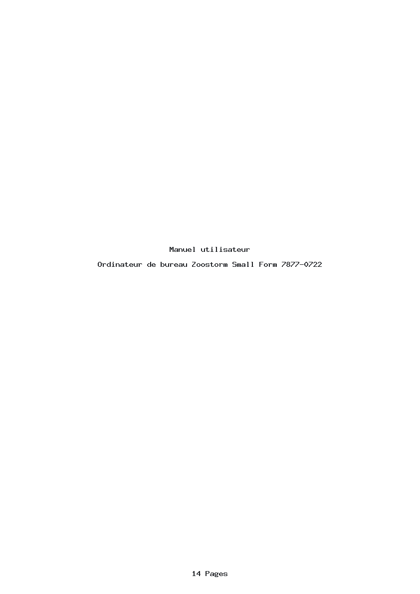 Page 1 de la notice Manuel utilisateur Zoostorm Small Form 7877-0722