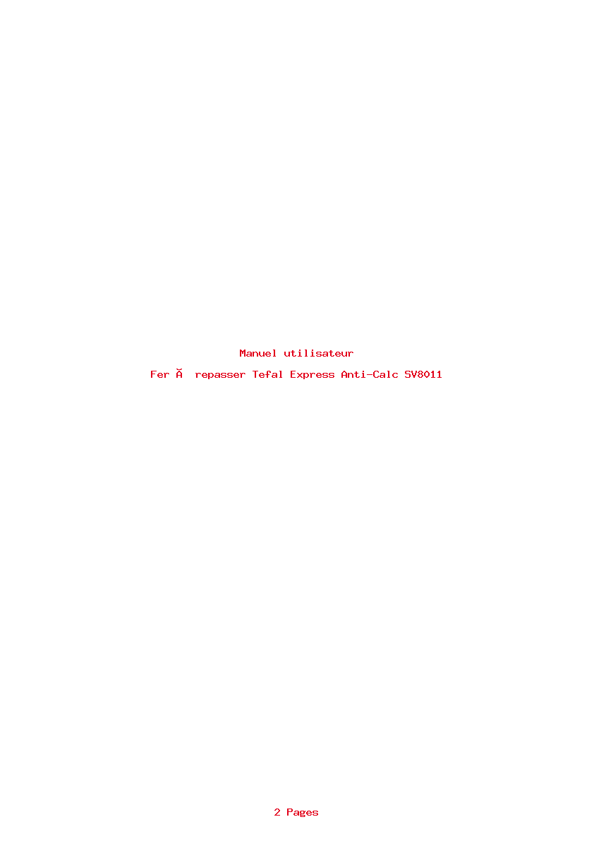 Page 1 de la notice Manuel utilisateur Tefal Express Anti-Calc SV8011
