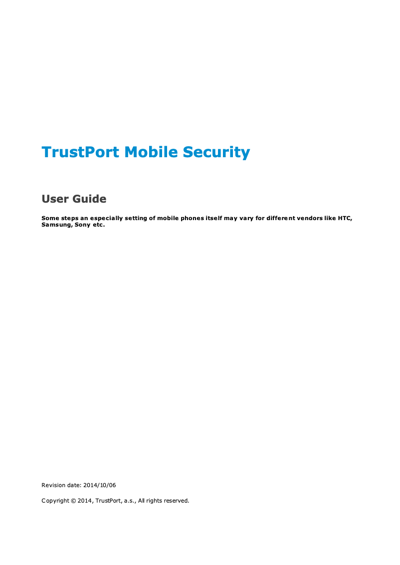 Página 1 del manual Manual de usuario TrustPort Mobile Security